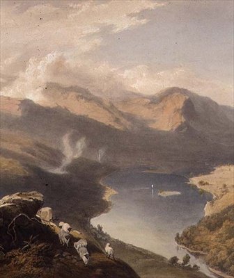 Grasmere från Langdale Fell, detalj av sjön, från "The English Lake District", 1853 av James Baker Pyne
