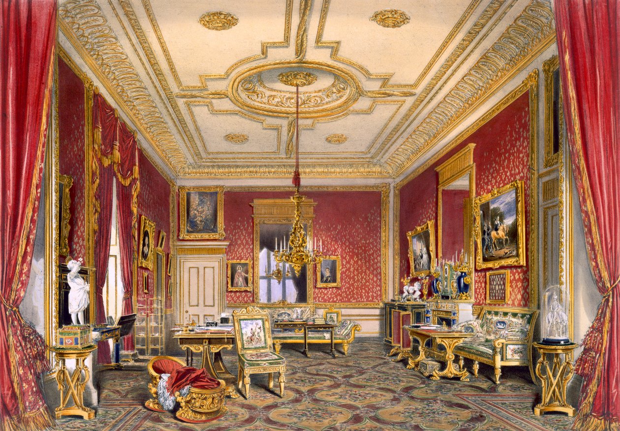 Drottningens privata vardagsrum, Windsor Castle, 1838 av James Baker Pyne