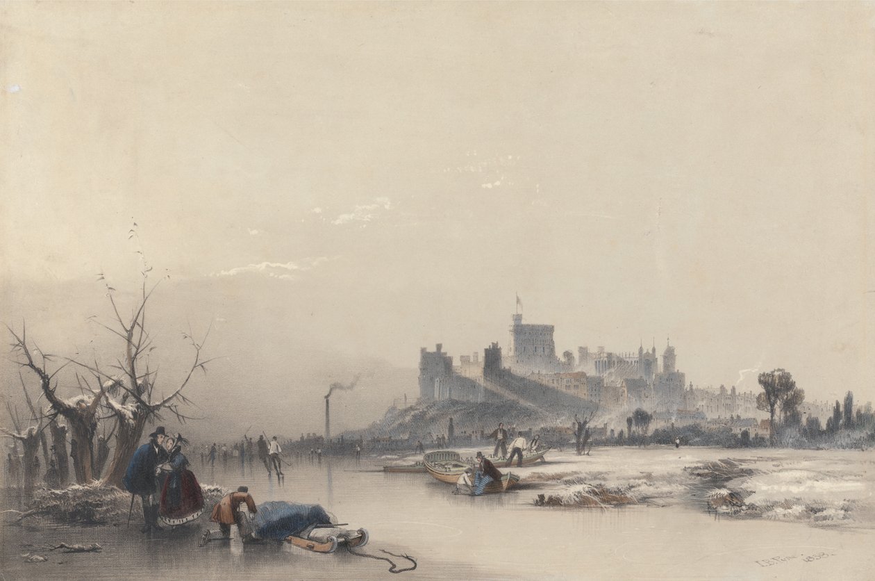 Windsor Castle från den frusna floden under den stora kölden av James Baker Pyne