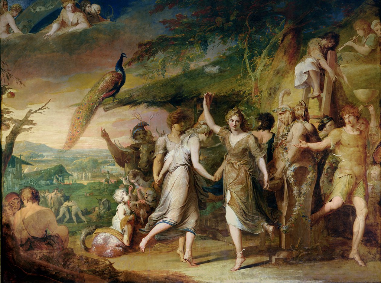 A Grecian Harvest Home, or Thanksgiving to the Rural Deities, Ceres, Bacchus Sylvanus and Pan, andra i serien The Progress of Human Culture and Knowledge, c.1777-84 av James Barry