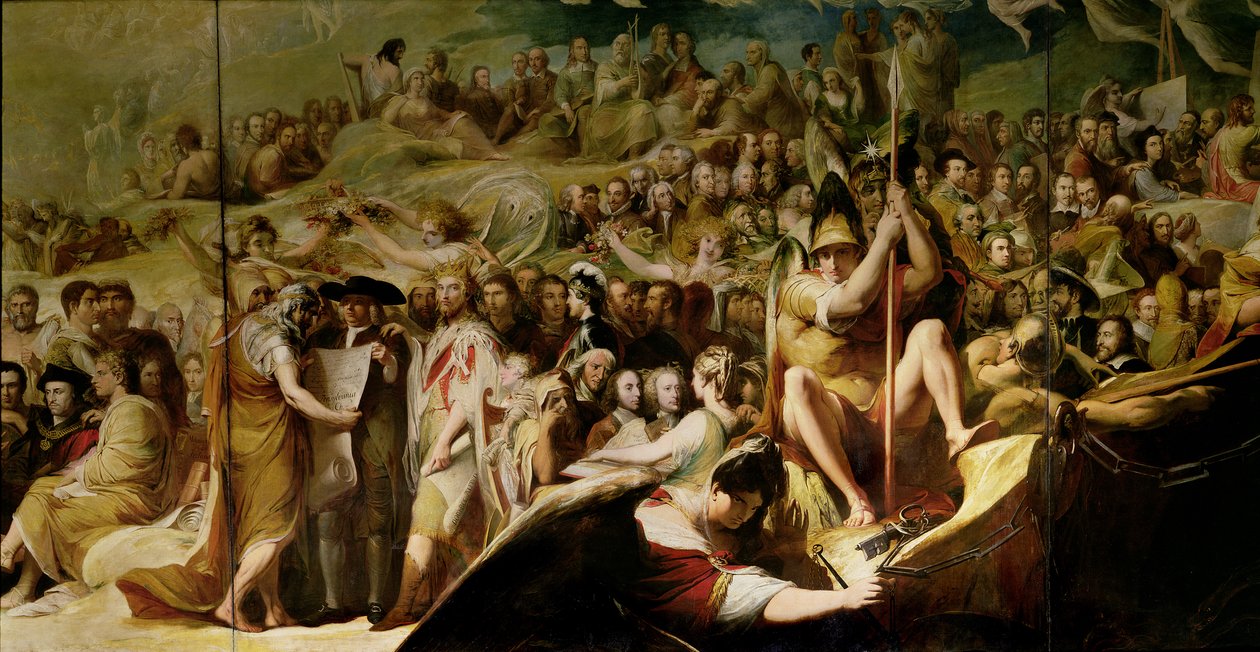 Elysium, eller State of Final Retribution, sjätte i serien The Progress of Human Culture and Knowledge, detalj av vetenskapsmän och filosofer (se 101465) av James Barry