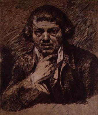 Självporträtt, ca 1800 (pensel och bistre på papper) av James Barry