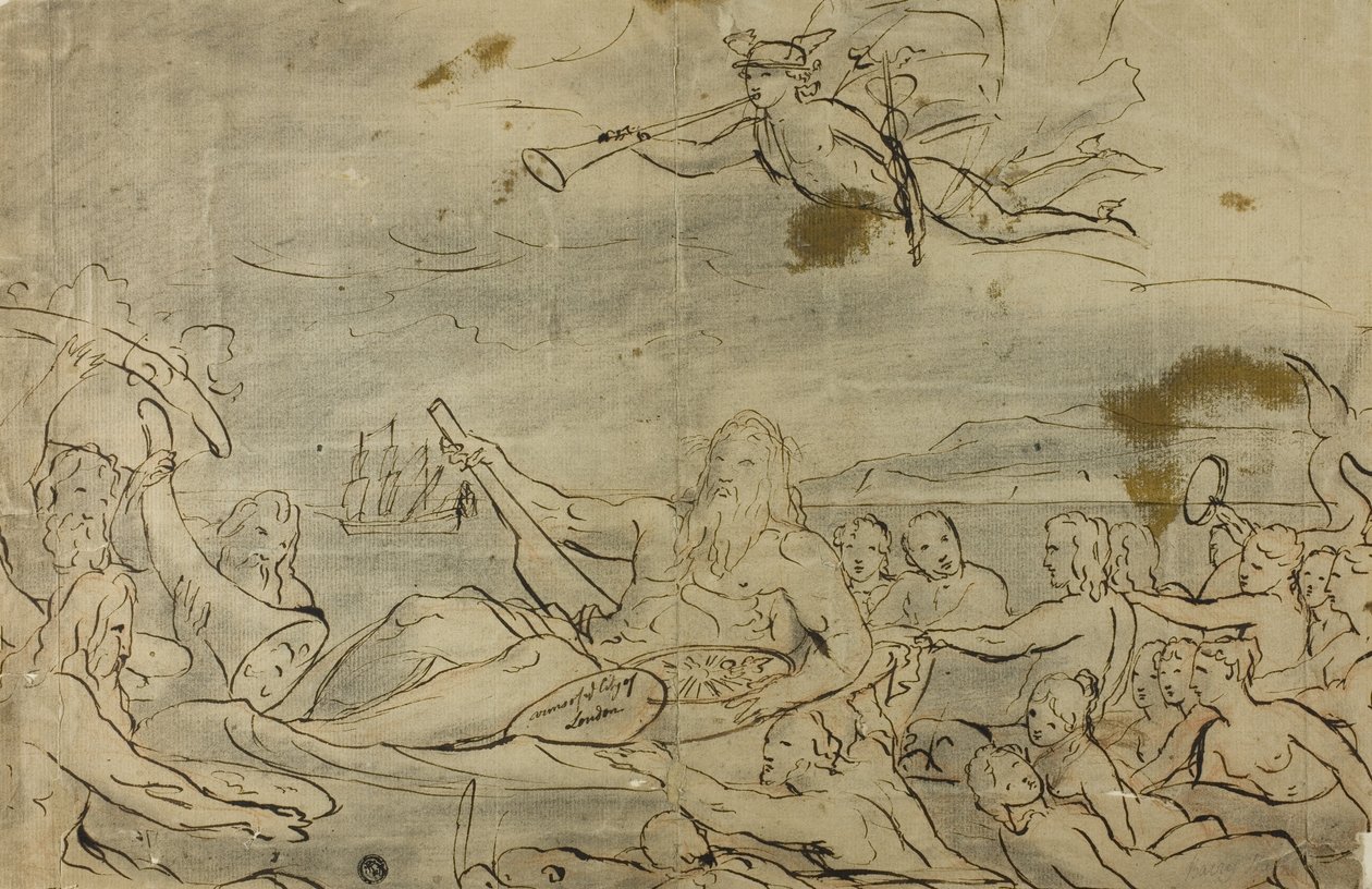 Studie för handel eller Themsens triumf, 1767-80 av James Barry