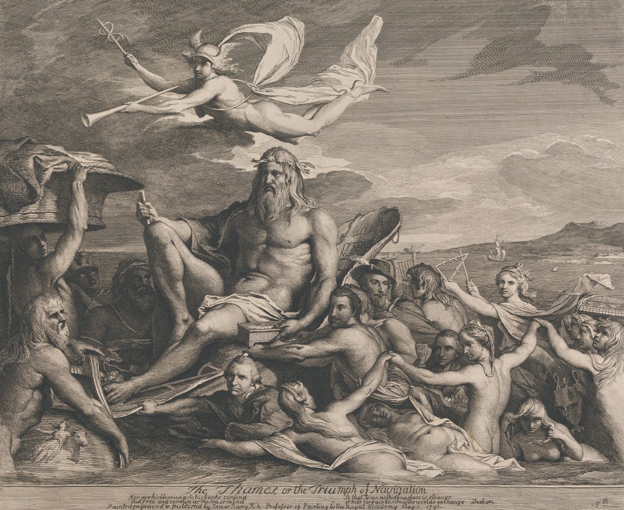Themsen eller navigeringens triumf (Designer för det stora rummet i Society for the Encouragement of the Arts) av James Barry