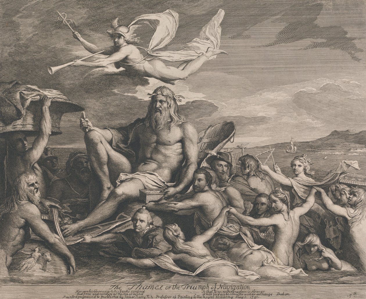 Themsen eller navigeringens triumf (Designer för det stora rummet i Society for the Encouragement of the Arts) av James Barry