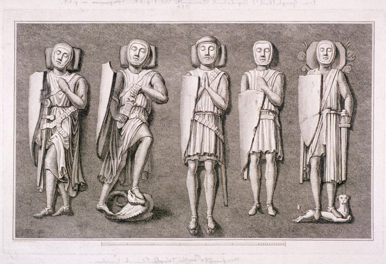 Fem riddarebilder från Temple Church, London, 1786. av James Basire I