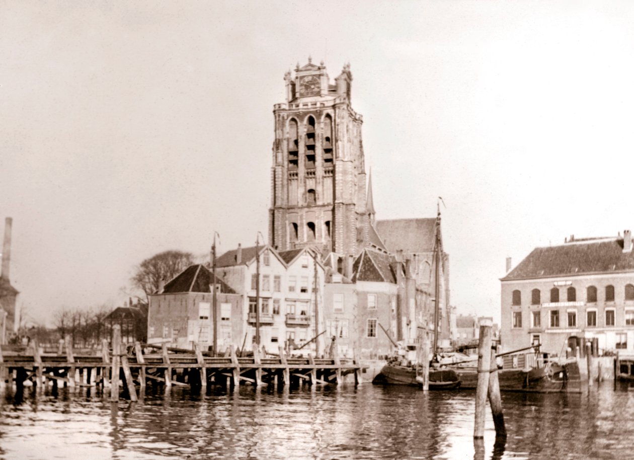 Kyrka vid kanalen, Dordrecht, Nederländerna, 1898 av James Batkin