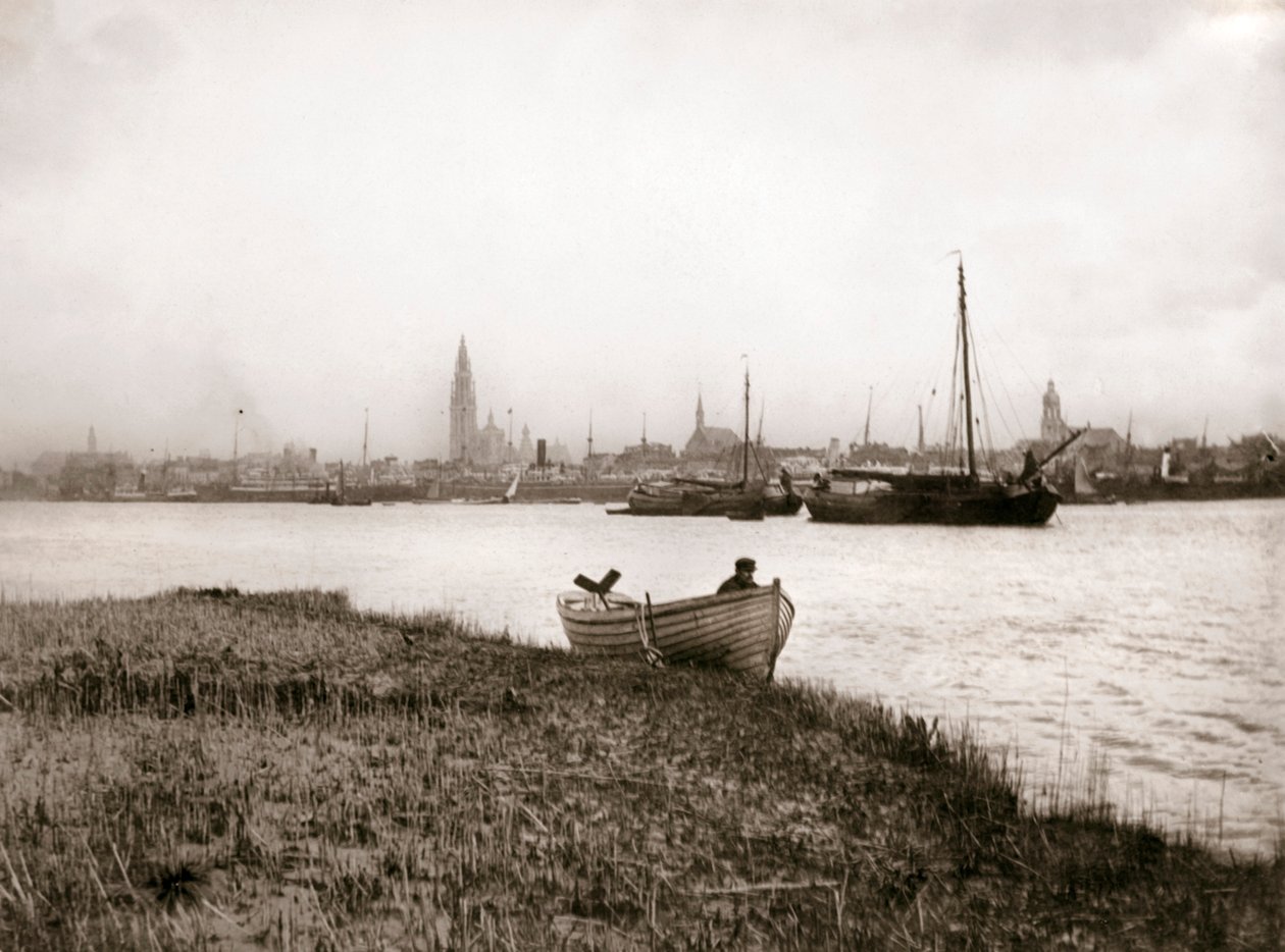 Roddbåt vid en kanal, Rotterdam, 1898. av James Batkin