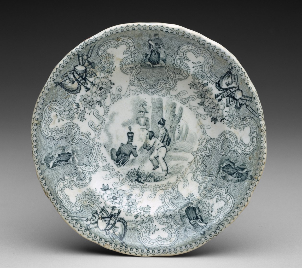 Tallrik, ca 1837-44 (transfertryckt lergods) av James Beech
