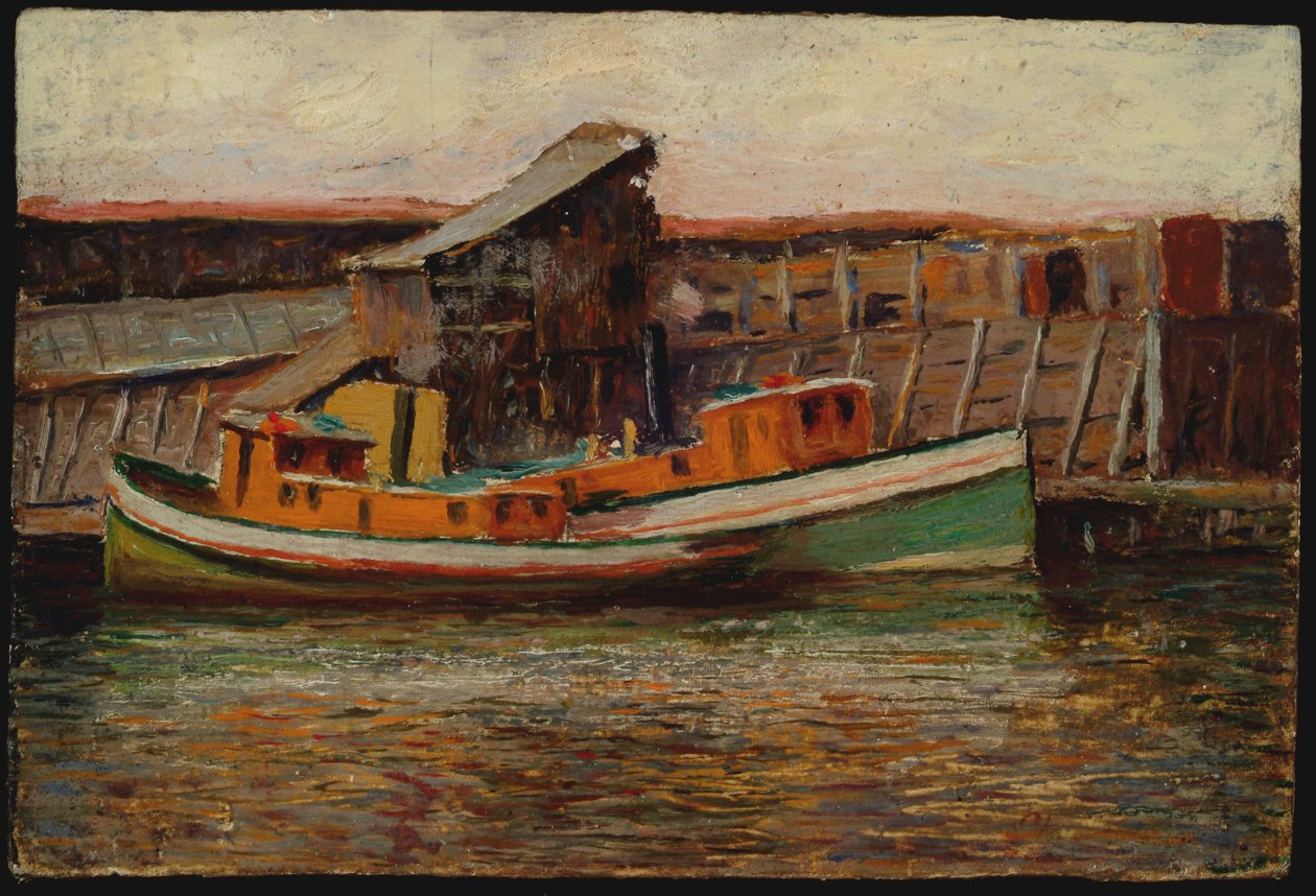 Nautisk scen - bogserbåtar (olja ombord) av James Bolivar Needham