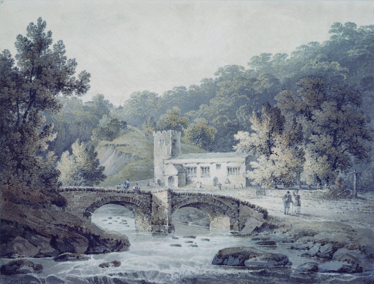 Kyrka och bro, Hubberholme, Yorkshire av James Bourne