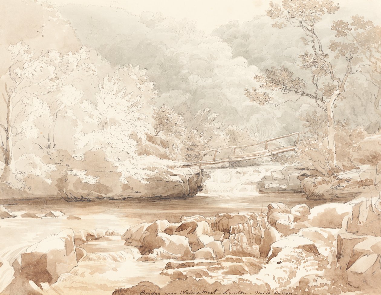 Bridge Near Waters-Meet, Lynton, North Devon, första hälften av 1800-talet. av James Bulwer