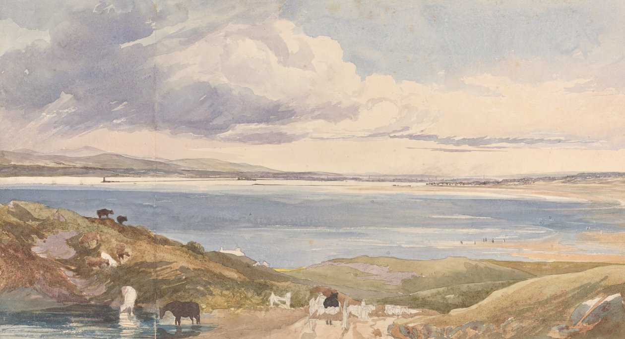 Landskap vid stranden med väg i förgrunden av James Bulwer