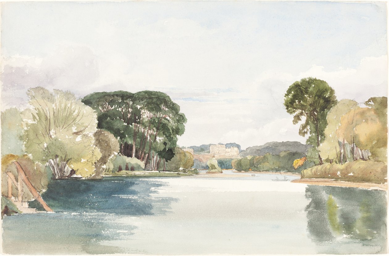 Flodscen med avlägset slott av James Bulwer