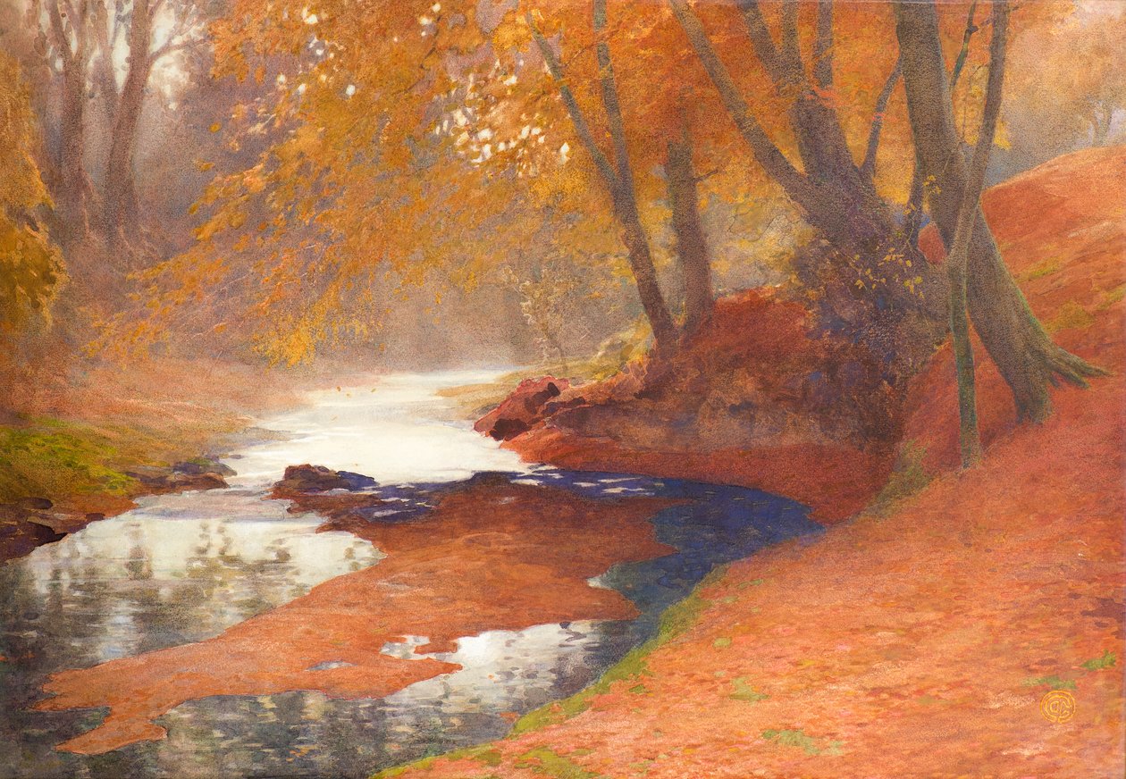 Höstscen (akvarell) av James Cadenhead