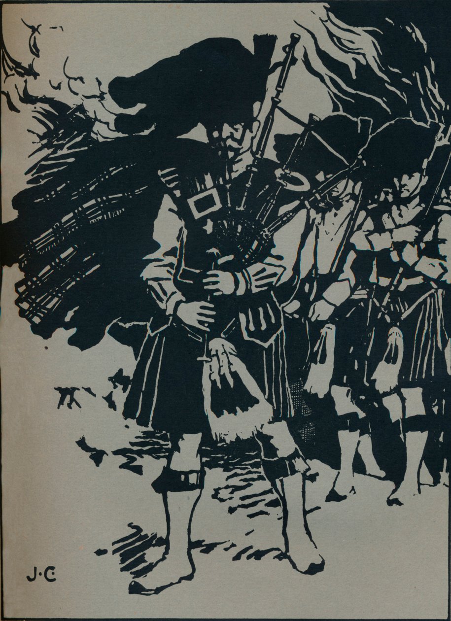 Illustration till Riccardo Stephenss Ballad, Hells Piper, c1912 av James Cadenhead