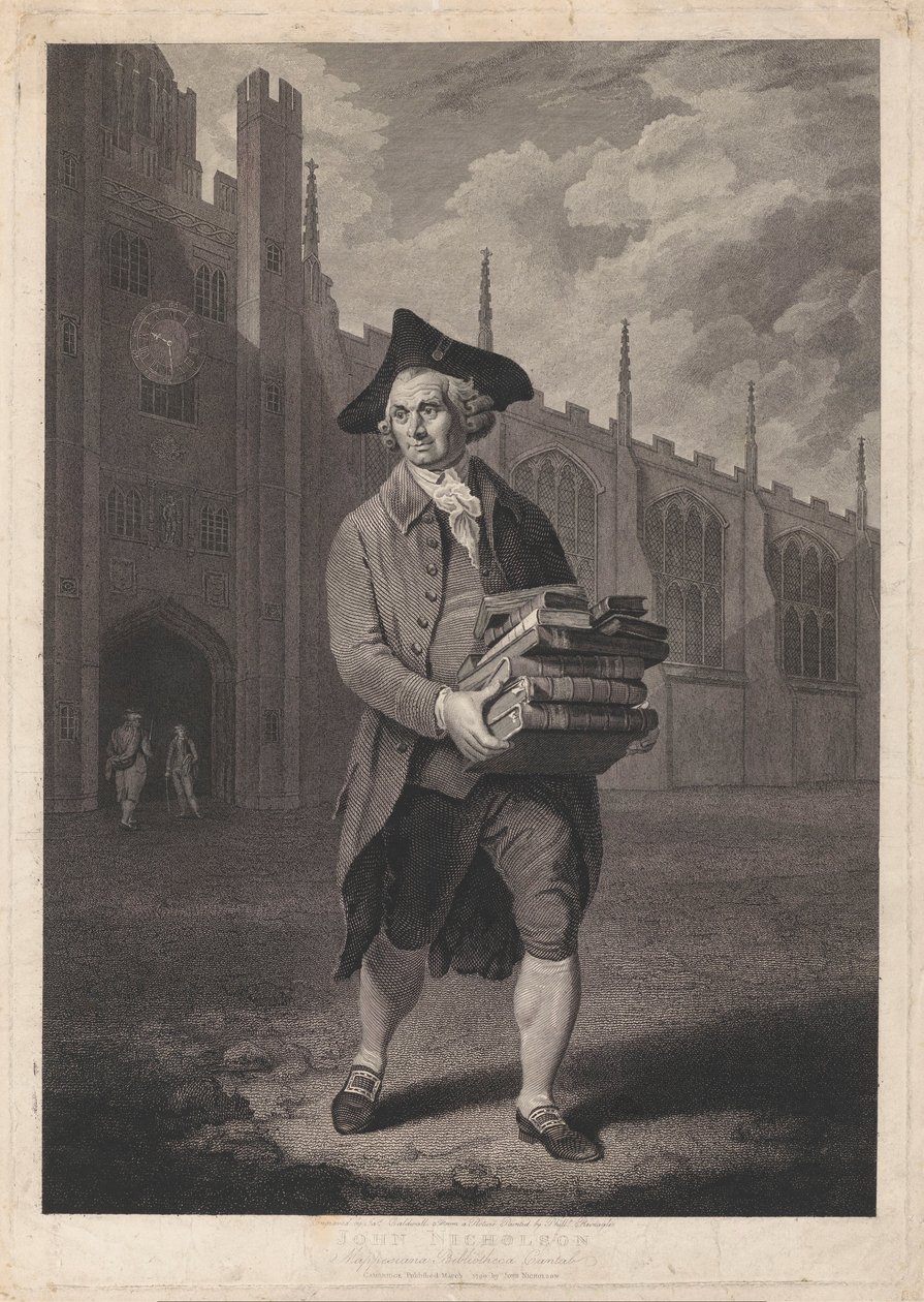 Porträtt av John Nicholson John Nicholson Mappesiana Bibliotheca Cantab (titel på objekt) av James Caldwall