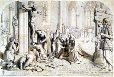An incident in the Life of Saint Elizabeth of Hungary - Compositional Study, 1850 av James Collinson