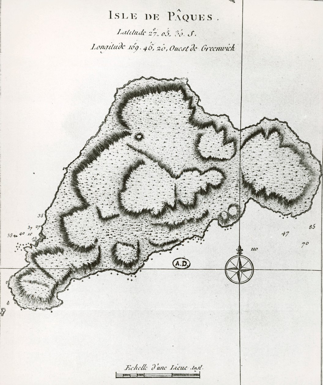 Påskön, från Travel Atlas av James Cook av James Cook