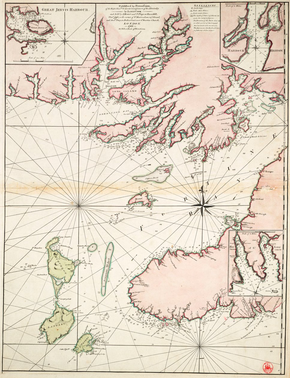 Del av Newfoundlands sydkust inklusive Fortune Bay av James Cook