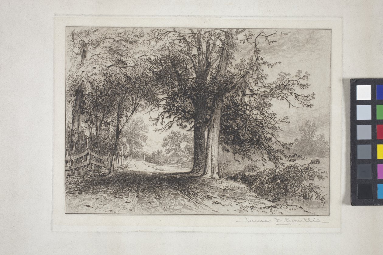 Landskap (etsning, chine collé) av James David Smillie