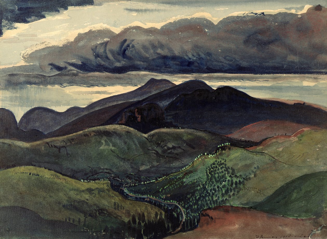 The Dark Mountains (Brecon Beacons) (akvarell, gouache på papper) av James Dickson Innes