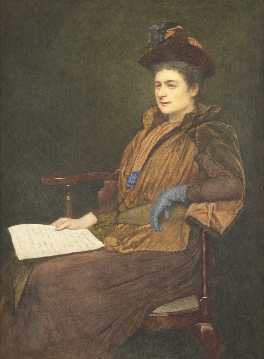 Miss Agnes Ashbee, 1890 (wc & gouache på papper) av James Dromgole Linton