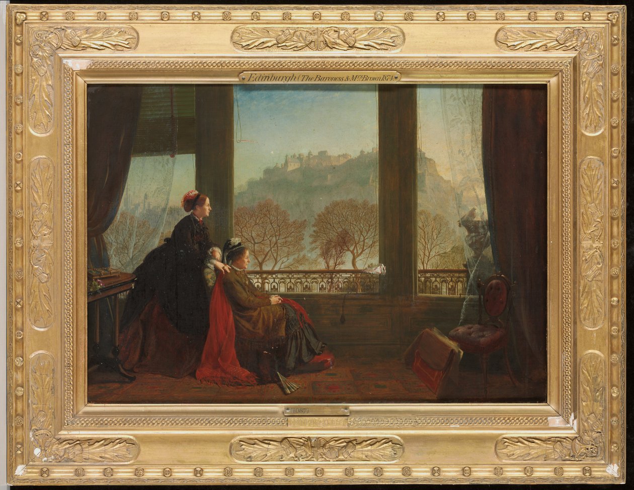 Porträtt av baronessan Burdett Coutts och hennes följeslagare Mrs Brown, Edinburgh, 1874, av James Drummond
