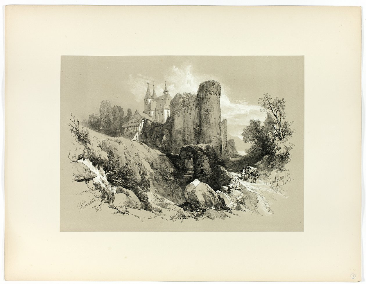 Beilstein på Mosel, från Picturesque Selections av James Duffield Harding