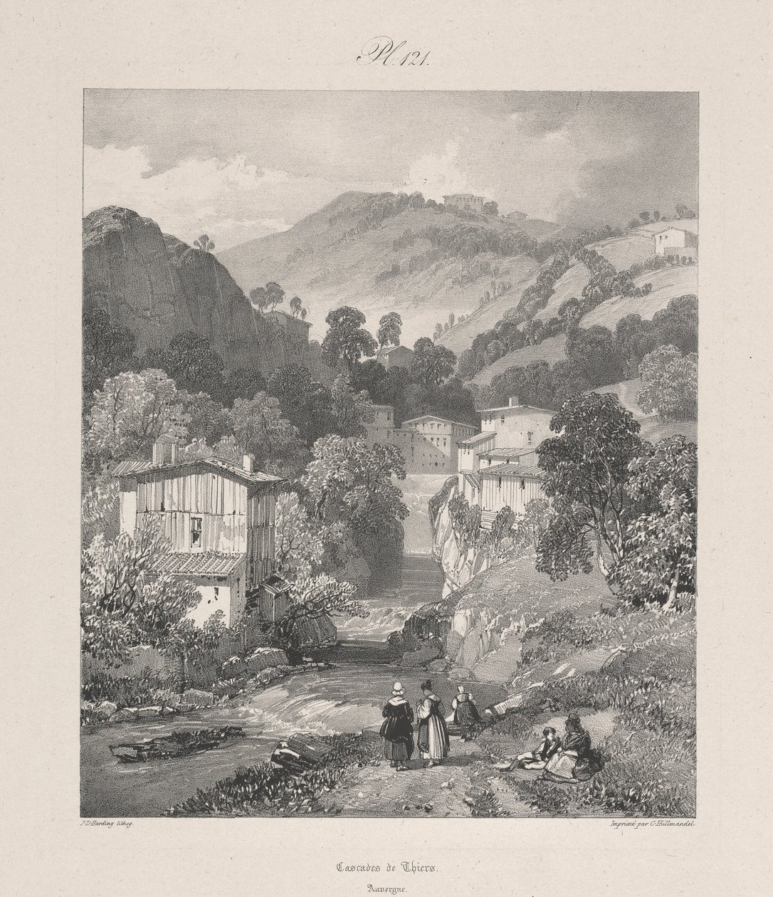 Thiers vattenfall, Auvergne av James Duffield Harding