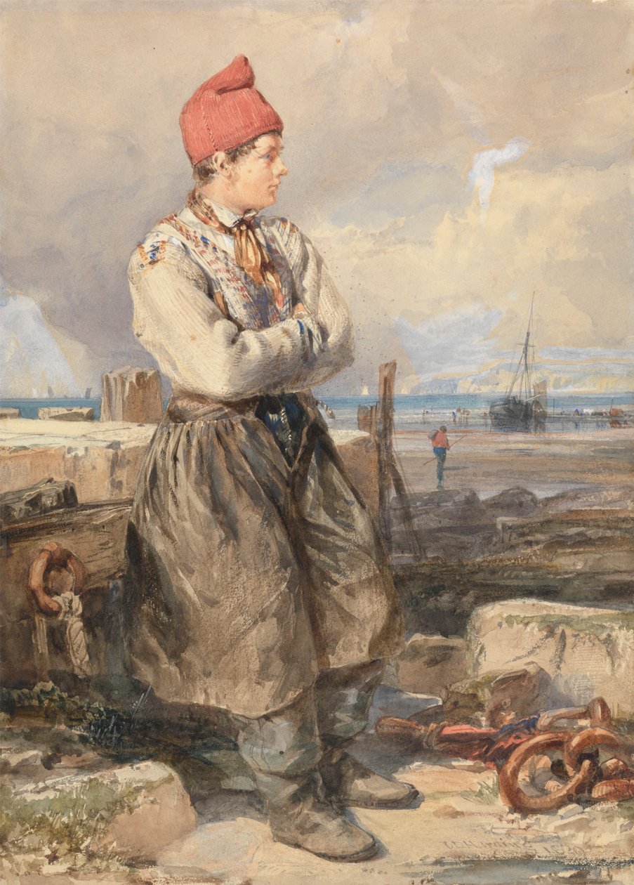 Franska kustscen med Fisherboy av James Duffield Harding