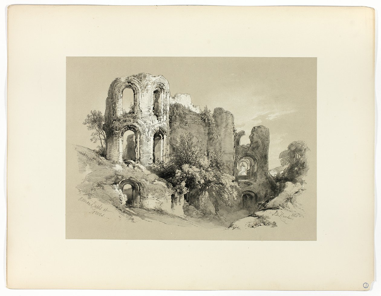 Romerska baden i Treves, från pittoreska urval av James Duffield Harding