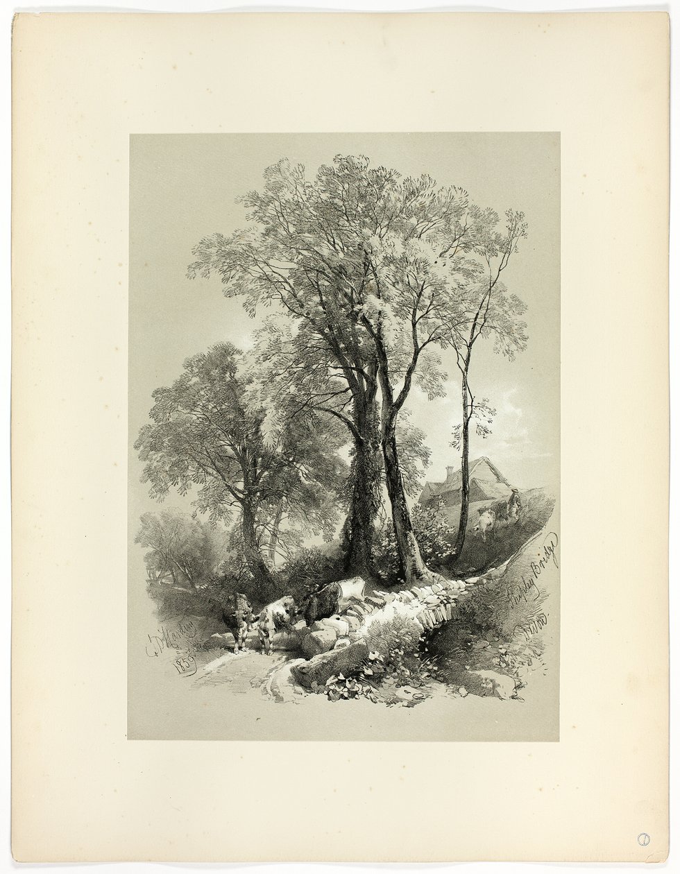 Shipley Bridge, Devon, från Picturesque Selections av James Duffield Harding