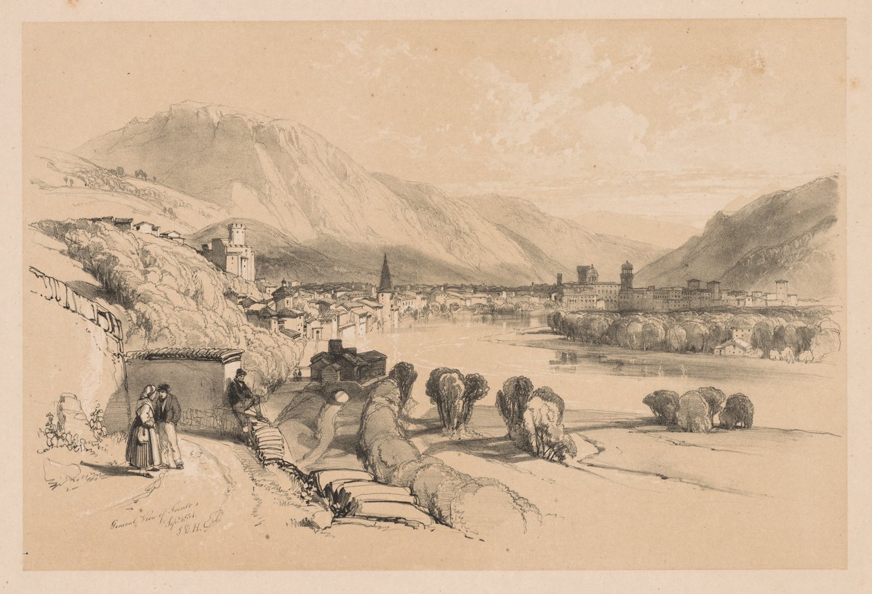 Skisser hemma och utomlands: Allmän bild av Trento av James Duffield Harding