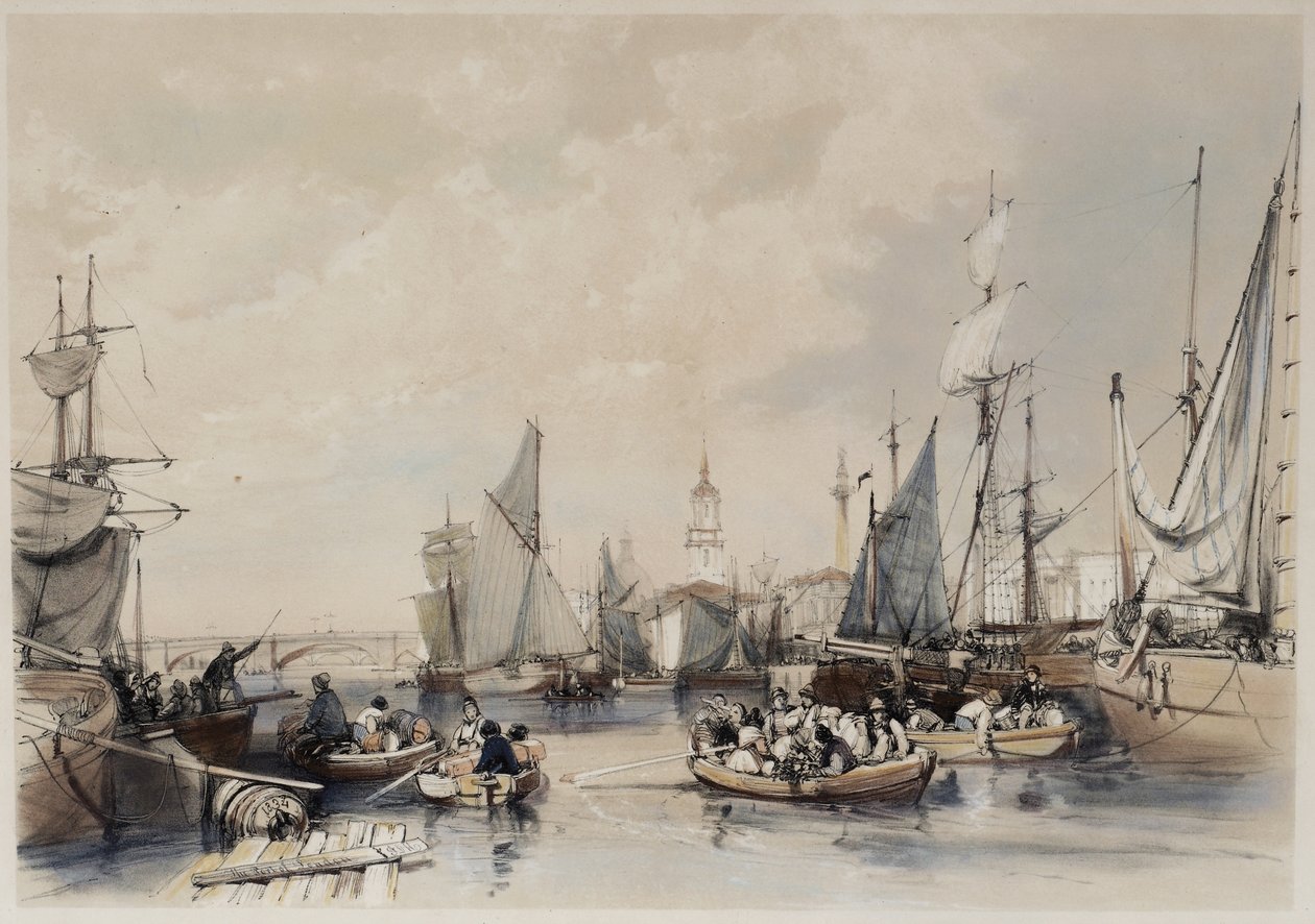 Londons hamn, 1834 av James Duffield Harding