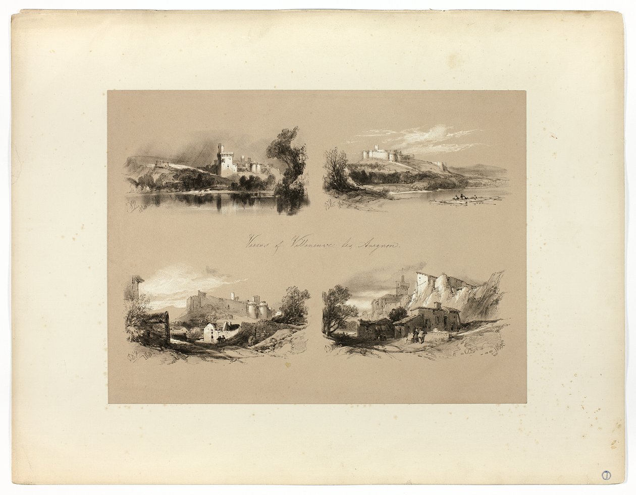 Utsikt över Villeneuve les Avignon, från pittoreska urval av James Duffield Harding