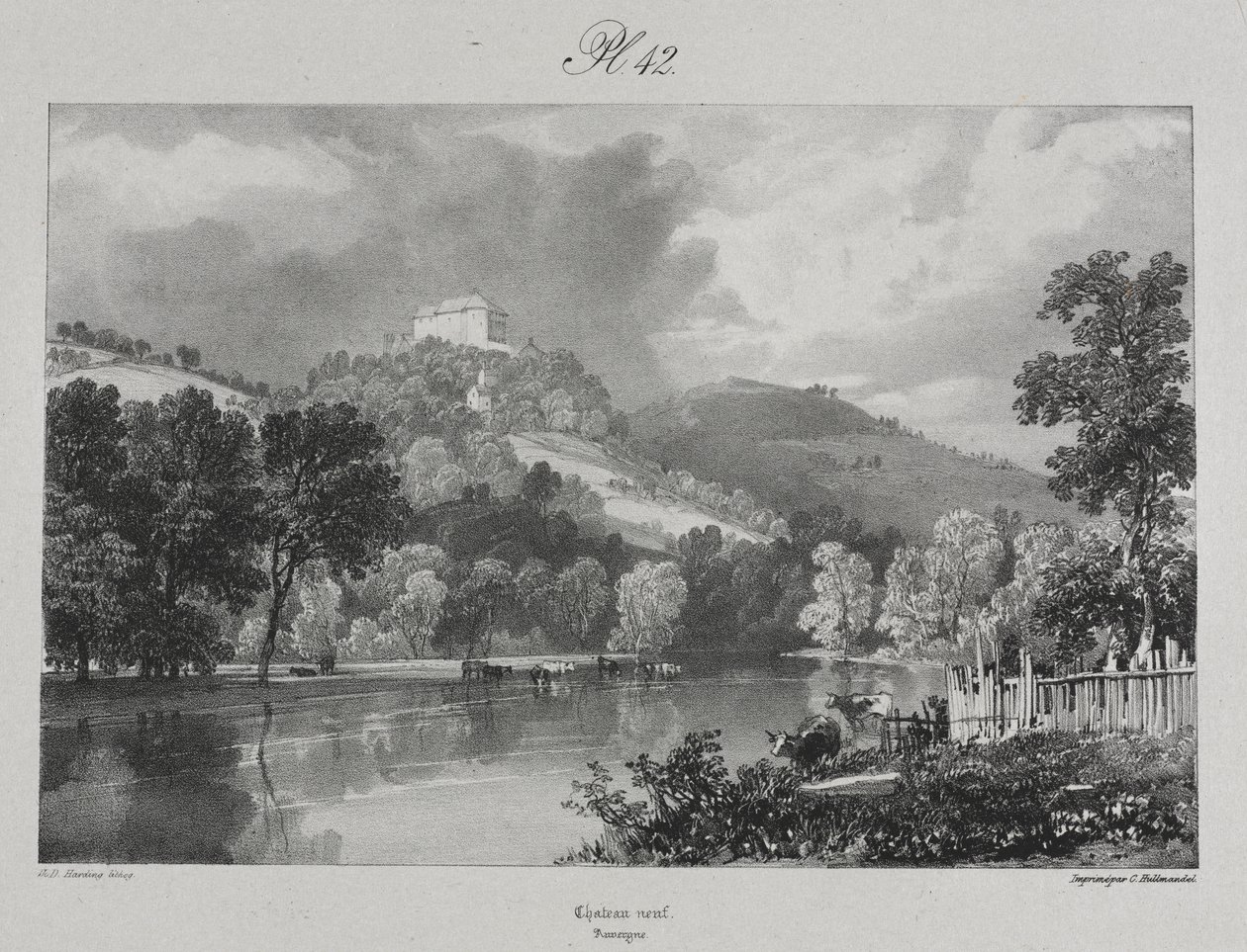 Pittoreska och romantiska resor i det gamla Frankrike. Auvergne: Château Neuf av James Duffield Harding