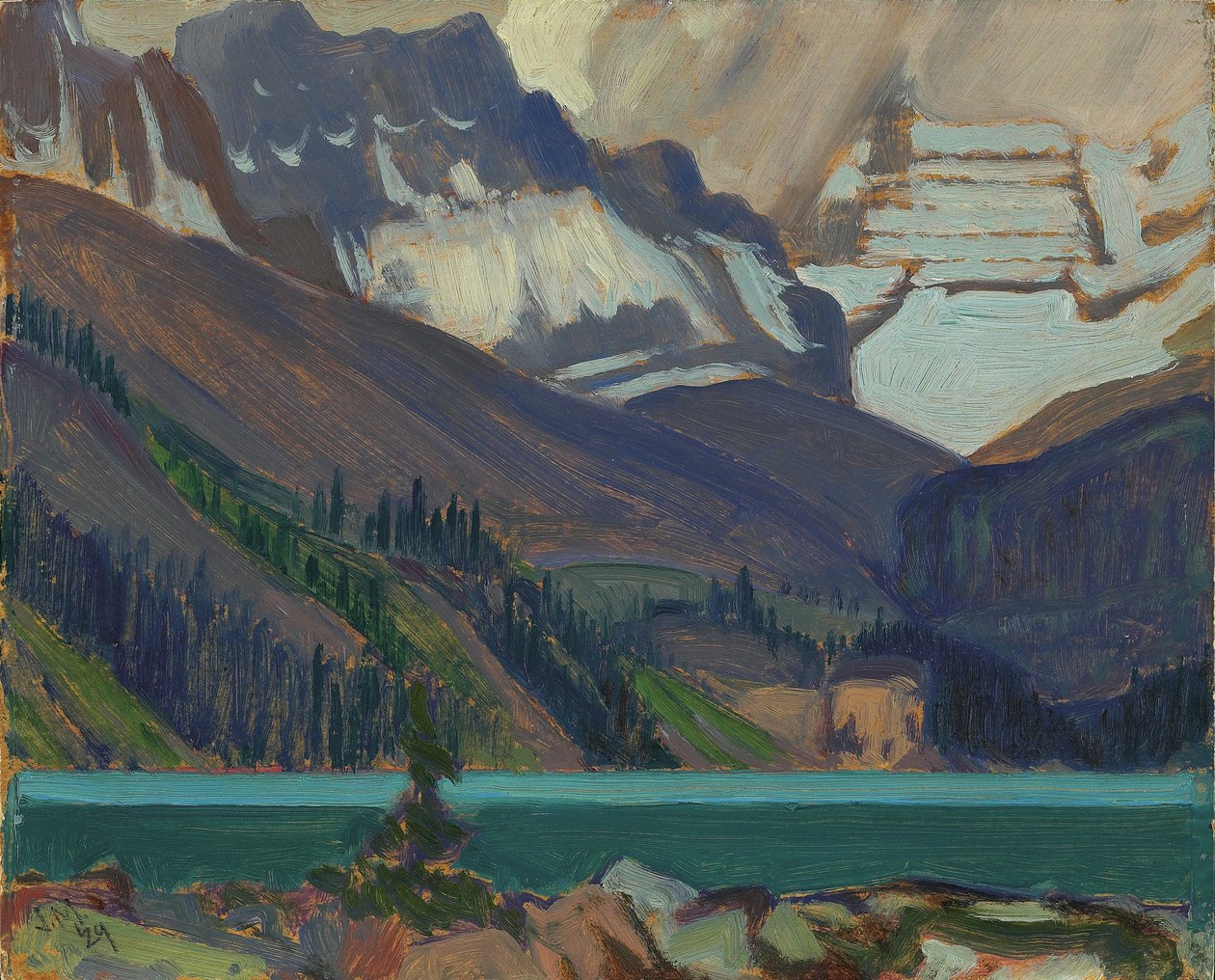 Snow Clouds, Lake OHara, 1929 (olja på pressad kartong) av James Edward Hervey Macdonald