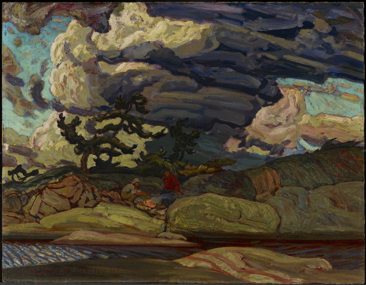 The Elements, 1916 (olja på trämassaskiva) av James Edward Hervey Macdonald