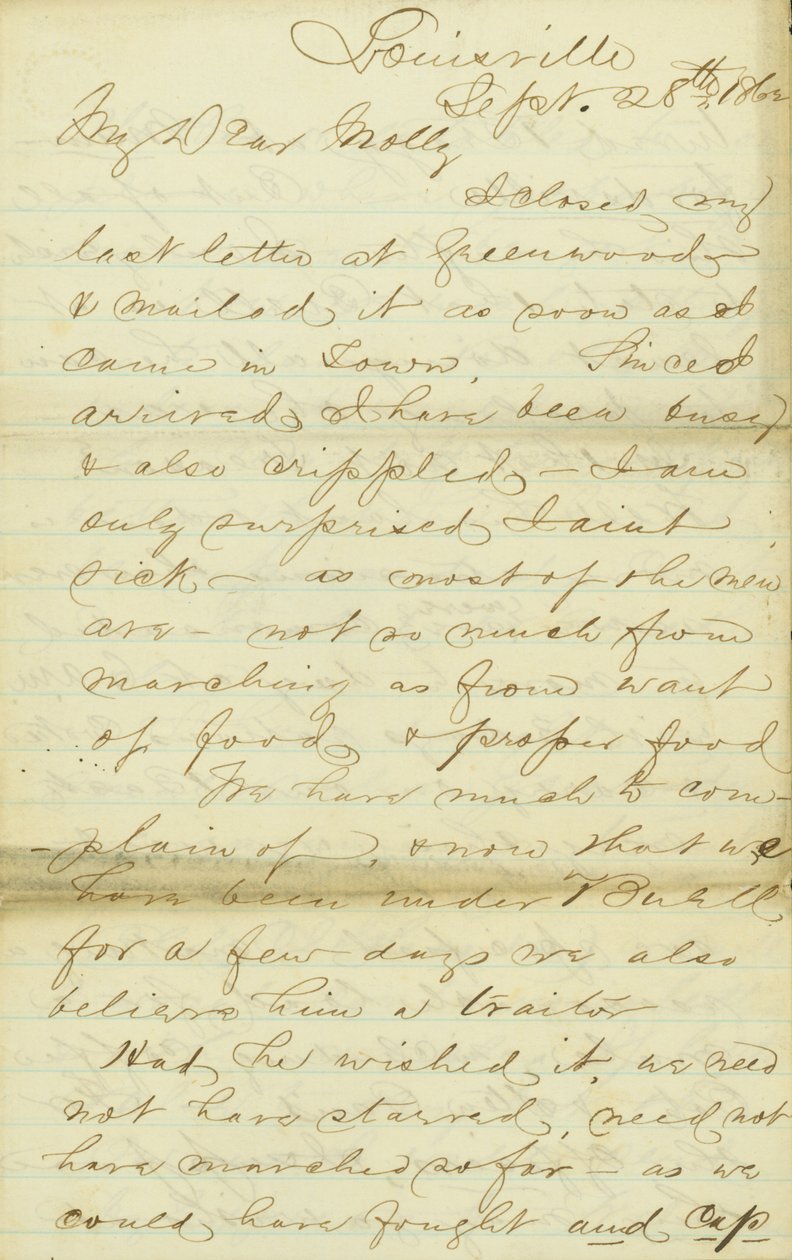 Brev från James E. Love, Louisville, till Molly, 28-30 september 1862 av James Edwin Love