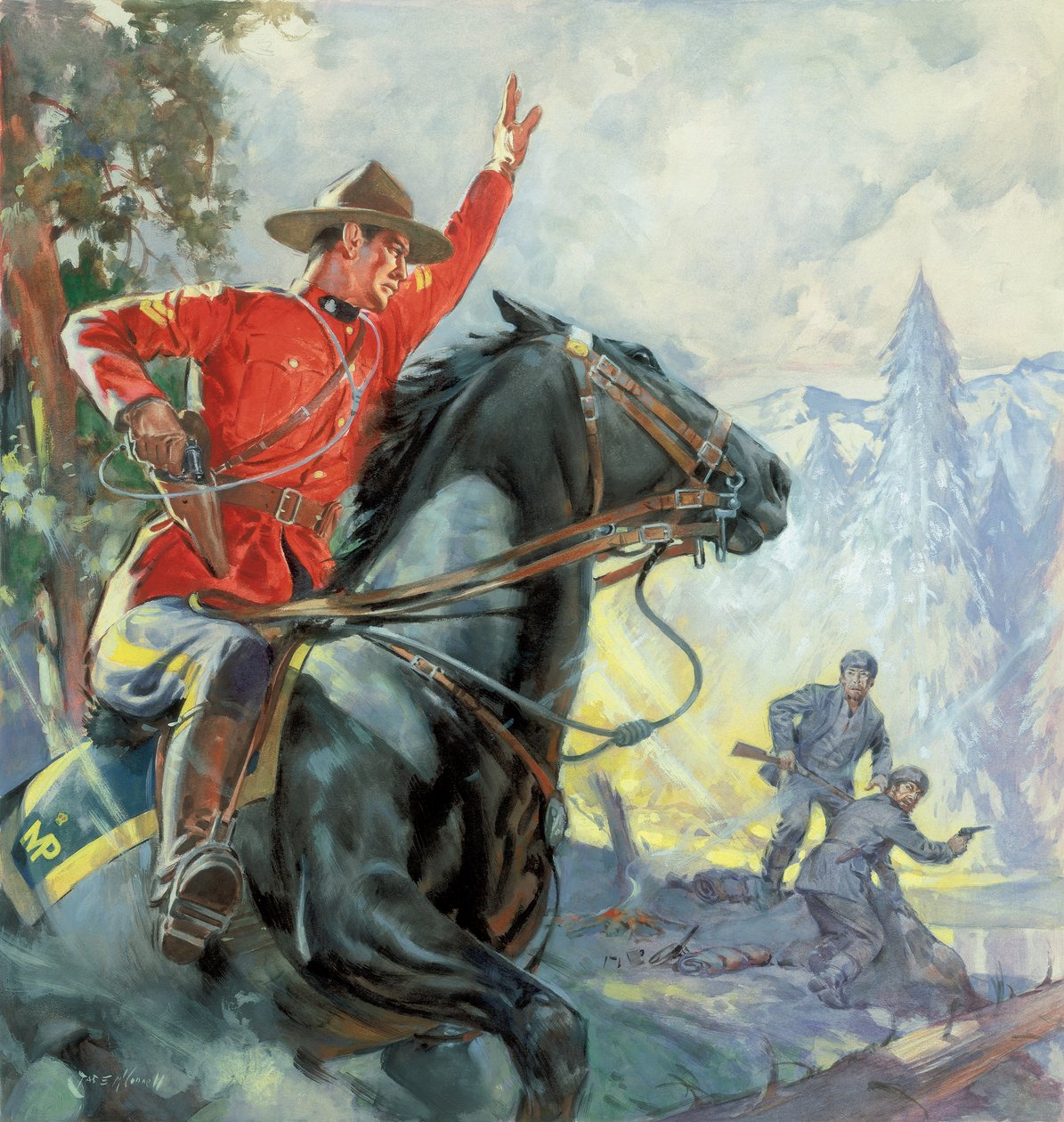 Canadian Mounties (gouache på papper) av James Edwin McConnell
