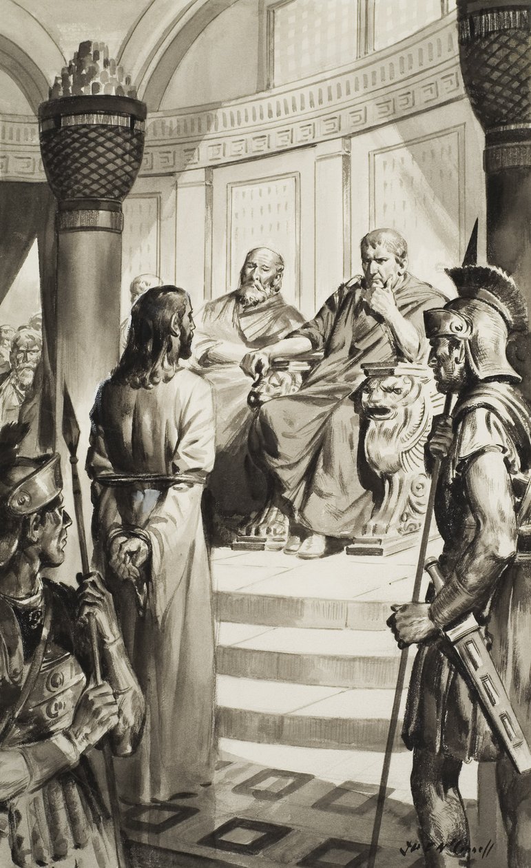 Kristus framför Pontius Pilatus (gouache på papper) av James Edwin McConnell