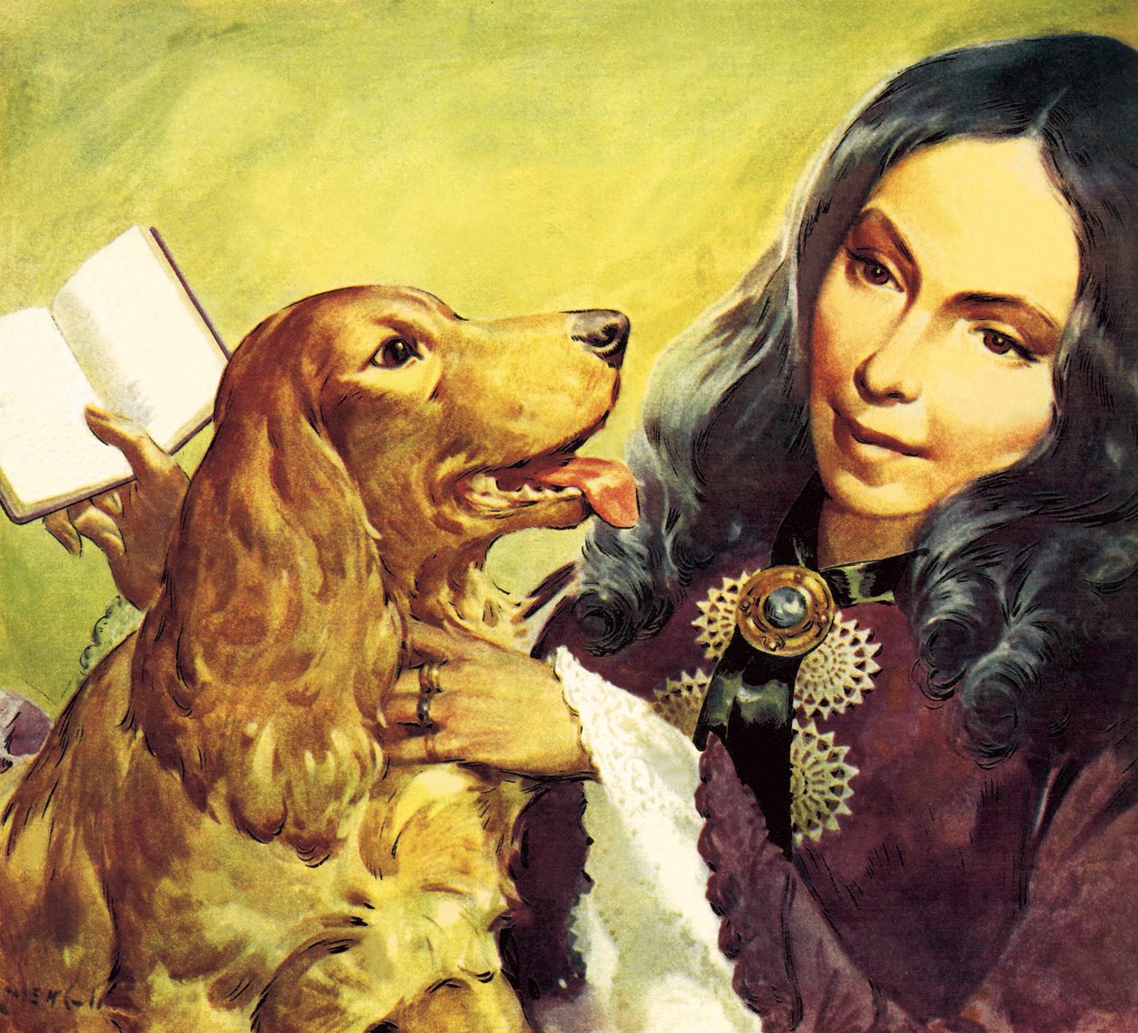 Elizabeth Barrett Browning och hennes cockerspaniel Flush av James Edwin McConnell