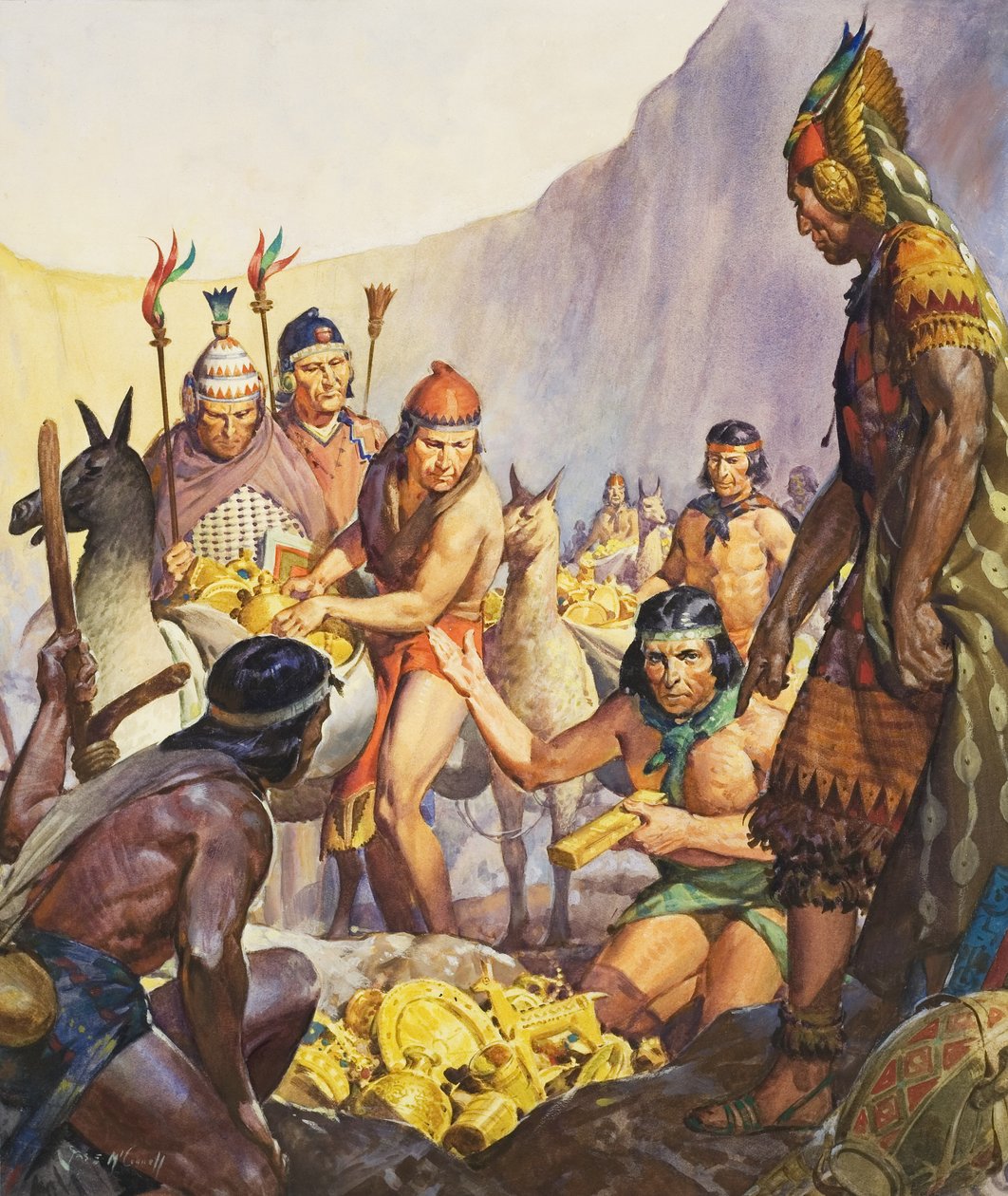 Inkaindianernas dolda guld (gouache på papper) av James Edwin McConnell