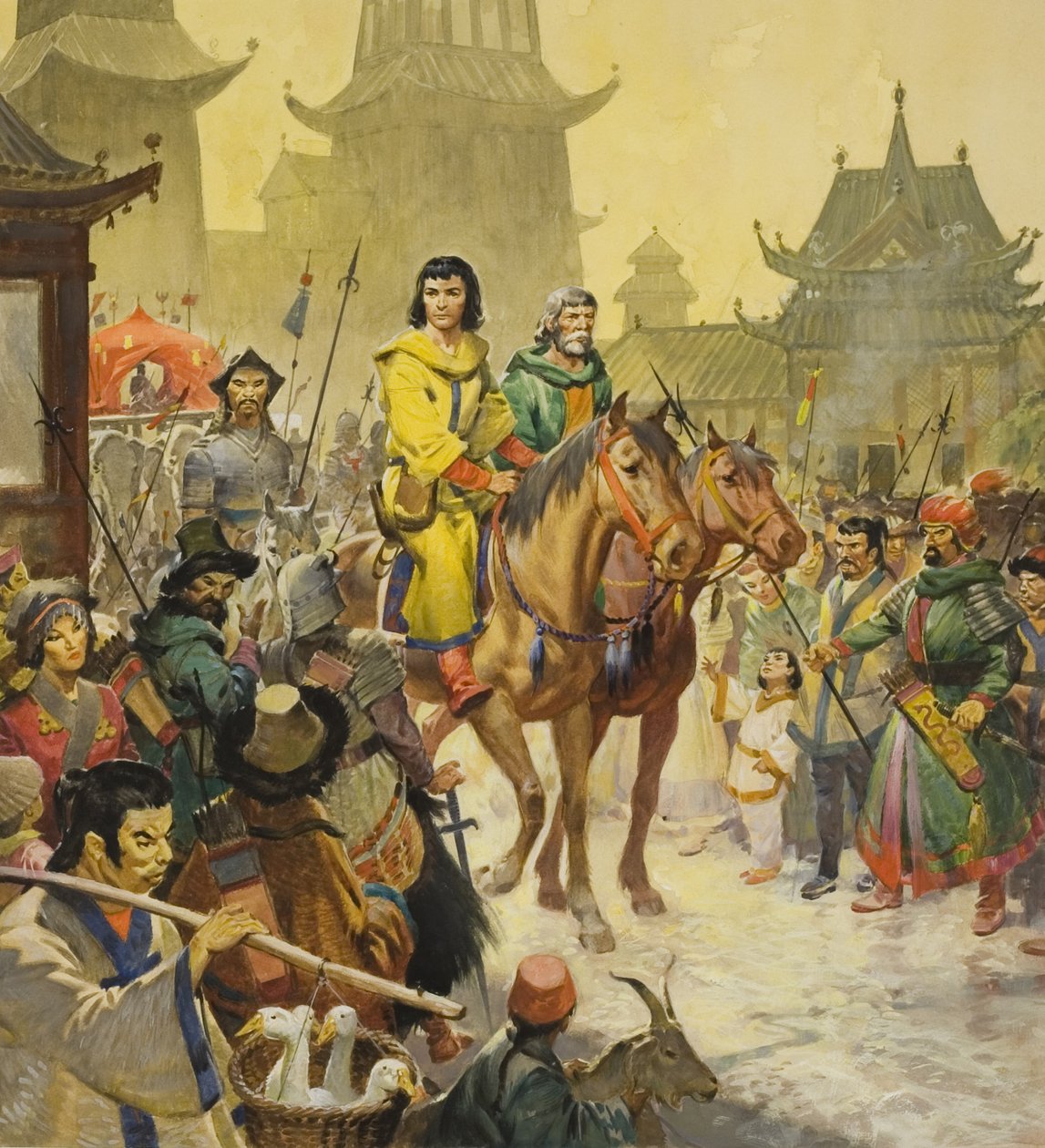 Marco Polo i Peking, 1900-talet (gouache på papper) av James Edwin McConnell