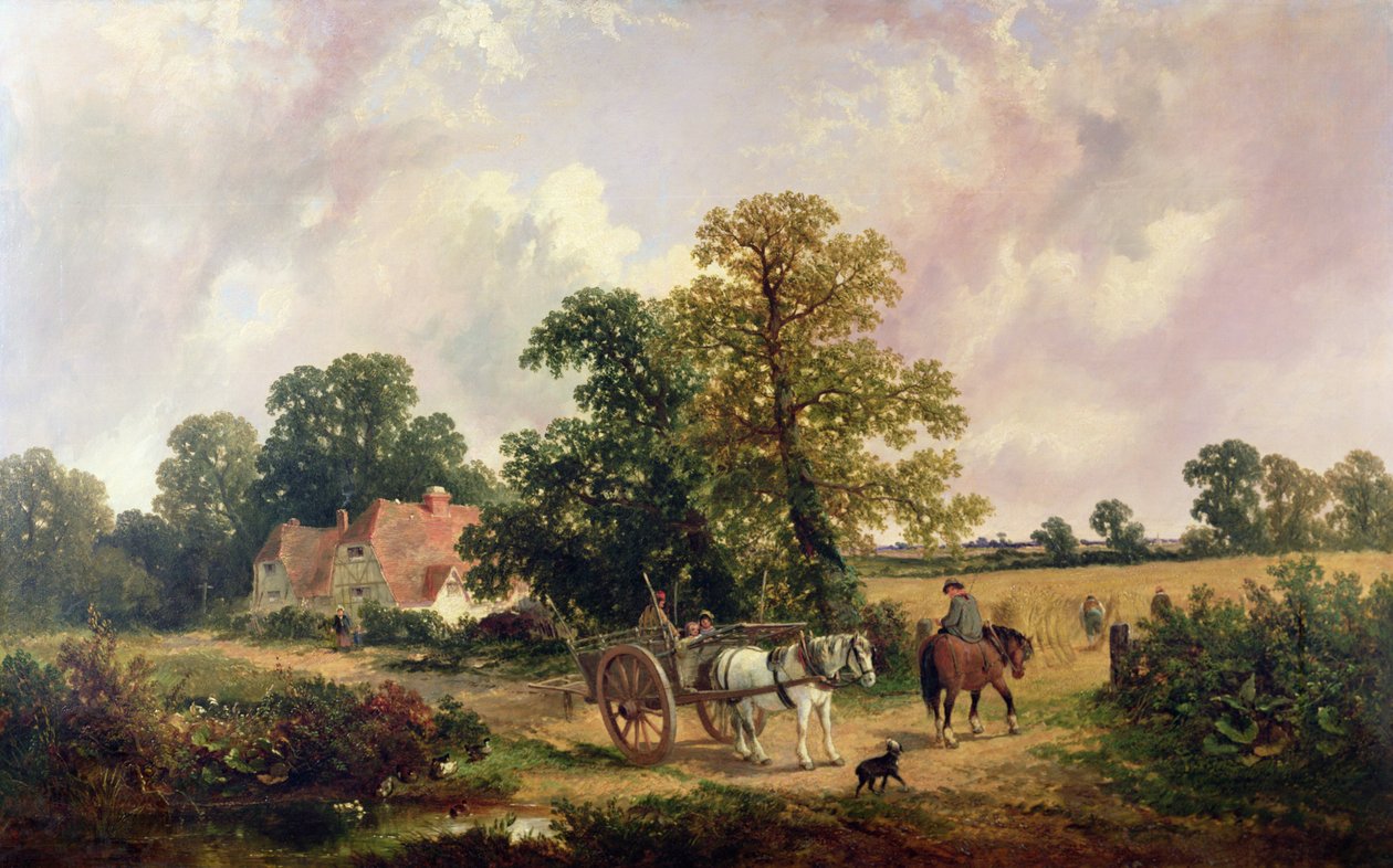 Essex landskap med häst och vagn av James Edwin Meadows