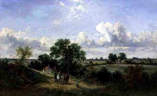 Returning Home from Harvesting, Suffolk (olja på duk) av James Edwin Meadows