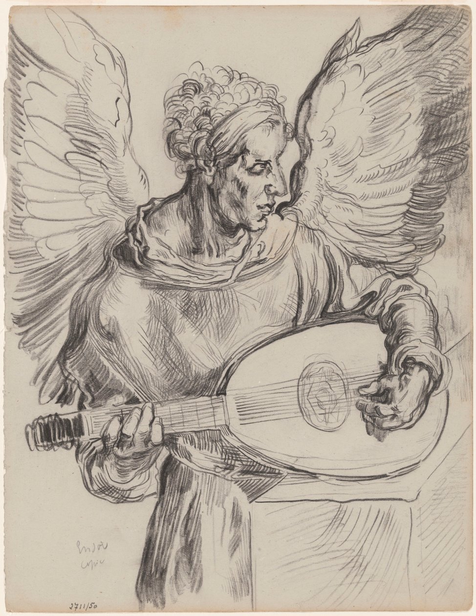 Efter Dürer: Seraf som spelar luta av James Ensor