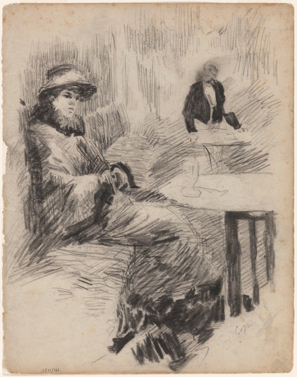 Kopia: Kvinna vid ett bord på ett kafé av James Ensor