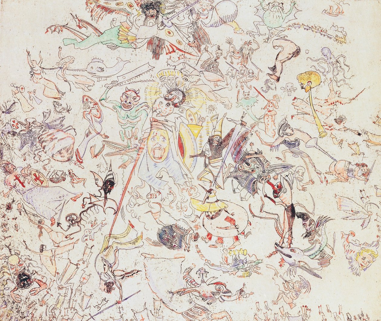 Djävlar som slår änglar och ärkeänglar av James Ensor
